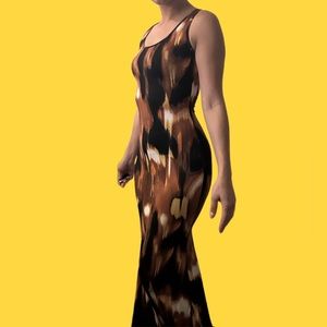 Maxi dress brown multi color